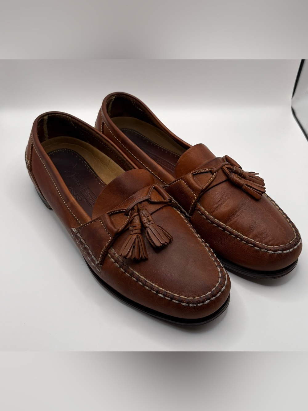 Johnston & Murphy Men’s Brown Leather Tassel Loafers Classic Dress Shoes